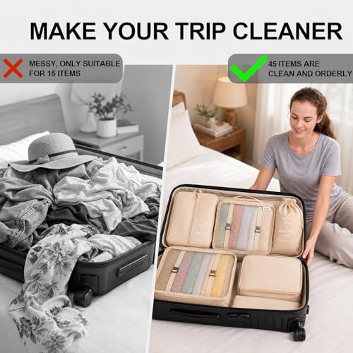 Packing Cubes - 7 PCS Travel Essentials Packing Cubes for Suitcases, Luggage Organiser Bags for Holiday Storage - Image 7