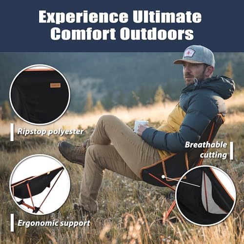 TREKOLOGY YIZI GO Camping Chair for Adult – Compact, Foldable, Lightweight 0.9 kg, 136 kg Capacity, Durable Aluminum, Quick Setup, Ideal for Backpacking, Beach, and Outdoor Adventures (Black) - Image 5