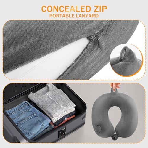 Inflatable Neck Pillow for Travel, Blow up Travel Pillow, Compact Travel Neck Pillows for Adults with Eye Mask and Earplugs, Lightweight Travel Pillow for Airplane, Trains and Office, Grey - Image 6