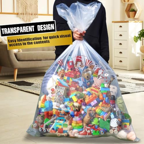 4 PCS Extra Large Clear Plastic Storage Bags - 100 ×150cm Clear Large Plastic Bags for Clothes, Furniture, Luggage, Suitcase, Quilts, Chair, Bike - Waterproof Big Plush Storage Bag - Suitcase Cover - Image 5