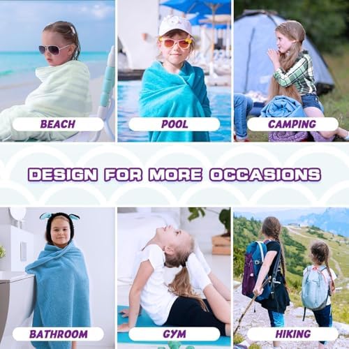 WERNNSAI Beach Towel for Kids, 76 x 150cm Mermaid Microfibre Quick Dry Sand Free Pool Towel for Girls Super Absorbent Bath Pool Camping Holiday Essentials Travel Towels for Summer - Image 7