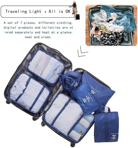 KUKLAR Packing Cubes for Suitcases Packing Cubes with Shoe Bag Clothing Bag Accessories Bags Packing Cubes for Travel Luggage Organizer Women Men(Blue), Blue, STANDARD, STANDERD - Image 4