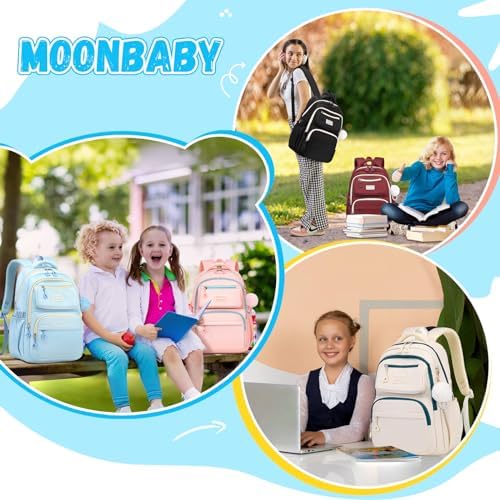 School Bag for Girls, Modern Contrast Color Kids Backpack for Primary High School Students, Fashion Bookbag Aged 6-12 with Furry Pom Pom - Image 9