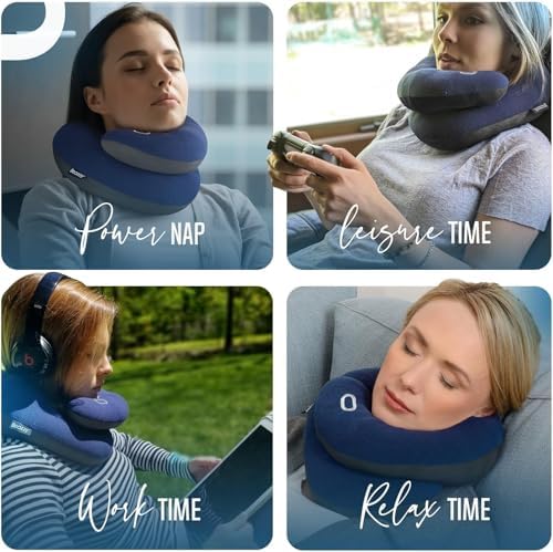 BCOZZY Travel Neck Pillow for Airplane – Patented Double Support for Head, Neck, and Chin. Best for Long Flights, Plane Sleeping, and Car Rides. Adjustable Size. Fully Washable. Carry Bag. Large, Gray - Image 8