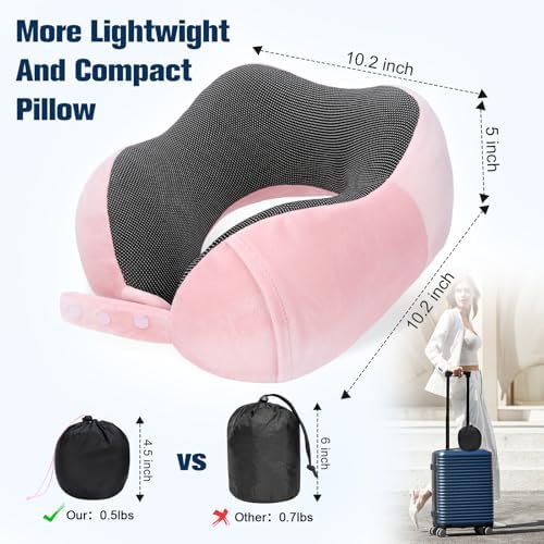 Cirorld Travel Pillow for Airplane, Neck Pillow for Travel, Memory Foam Travel Neck Pillow for Adults, Adjustable & Compact Flight Pillow, Ergonomic Neck Cushion, With Ear Plugs, Eye Mask, Carry Bag - Image 3