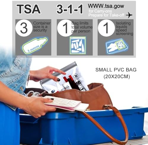 Airport Security Liquids Bags 20x20cm, Clear Travel Toiletry Bags TSA Approved Leakproof Wash Bags Travel Accessories Holiday Essentials for Women/Men - Image 2