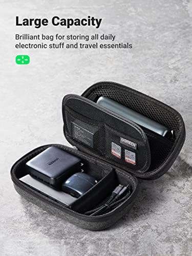 UGREEN Travel Accessories Bag, Portable Cable Organiser Travel Electronics Organiser Small Gadget Cable Bag Pouch, Hard Case for Charger Adapter Power Bank Hard Drive(Black) - Image 4