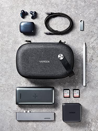 UGREEN Travel Accessories Bag, Portable Cable Organiser Travel Electronics Organiser Small Gadget Cable Bag Pouch, Hard Case for Charger Adapter Power Bank Hard Drive(Black) - Image 3