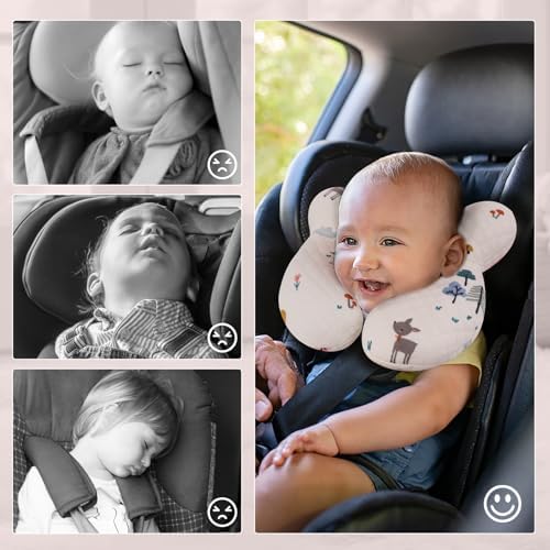 Baby Neck Pillow for Travel, Car Seat Pillow for Toddlers, Upgrade, Cotton,Baby Support Pillows for Stroller, Bouncer, Pushchair, Carseat Head and Neck Support, Breathable,Deer - Image 4
