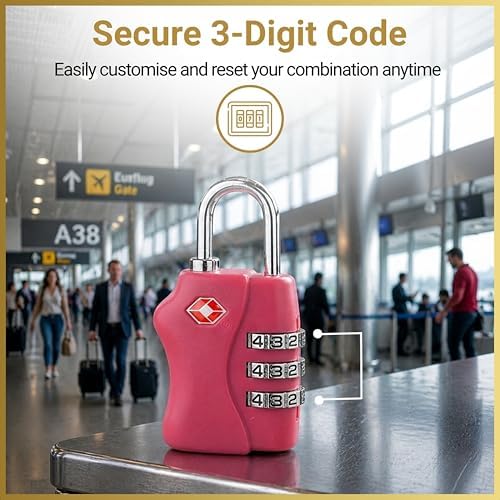 TSA Approved 3 Digit Combination Luggage Locks 2 Packs Assorted Colour - Resettable Travel Padlock for Suitcases Backpack & Gym Locker Security, Travel Accessories and Holiday Essentials - Image 4