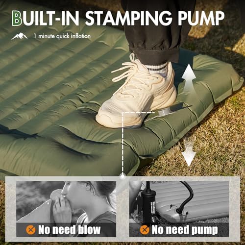 Portal Camping Mattress Single 10cm Thick with Foot Pump Inflatable Camping Mat Sleeping Pad Inflating Tent Mattress Camp Air Bed for Adults Lightweight Roll Mat Portable Outdoor Backpack - Image 4