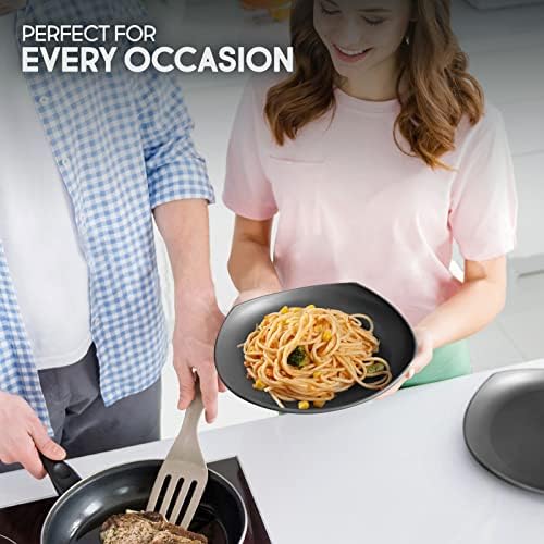 Greentainer Unbreakable Lightweight Dinnerware Sets, Plastic Dinner Set, 4 Dining Plates, 4 Bowls, 4 Cups, Microwave and Dishwasher Safe, Camping Tableware for Kids and Adults, Service for 4(Grey) - Image 6