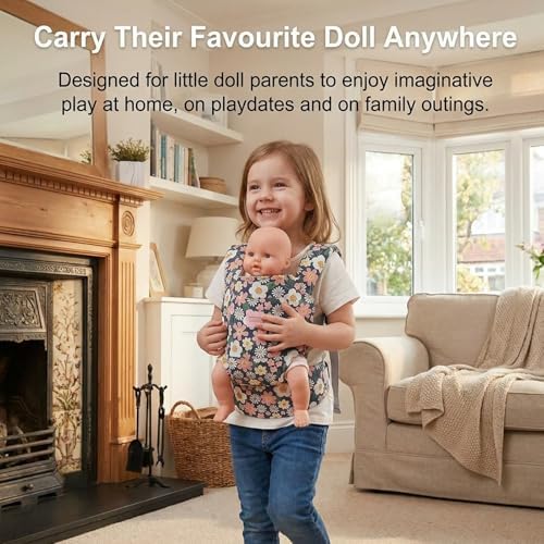 Bebamour Baby Doll Carrier for Kids, Adjustable Doll Carrier Backpack for Dolls up to 20 Inches, Soft Pretend Play Doll Accessories for Front & Back Carry, Fits Dolls & Stuffed Toys, Pink Unicorn - Image 4