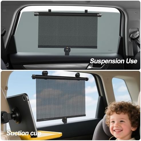 2 Pack Car Window Shades for Baby Car Sun Shade for Baby Retractable Roller Sunshade Car Blinds for Children for UV and Sun Glare Protection | Baby Travel Accessories (15"x17") - Image 5