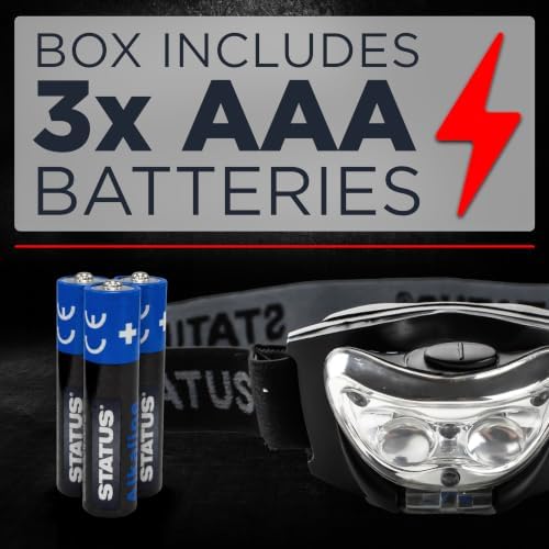 Status LED Head Lamp | Multi-Purpose Black Head Torch - Pack of 3-3xAAA Batteries (Included) | Running, Camping | Infrared and White Light | S3LEDHL1PKB6 | Infrared & White Light Modes, Adjustable Headlamp, For Running, Camping & Outdoor Use, 3xAAA Batteries Included, S3LEDHL1PKB6 - Image 5