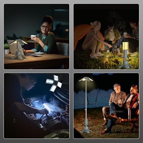 Telescopic Camping Lights Rechargeable 14000 mAh Led Multifunction Magnetic Lanterns Job Site Lighting Cordless Dimmable Camping Tent Lamp Portable Power Supply 6000LM IPX5 Waterproof (Space Gray) - Image 5