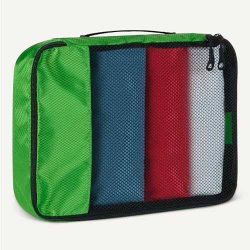 Amazon Essentials 4-Piece Packing Cubes Travel Accessories Set, Luggage Organiser with Double Zip, Mesh Top, Polyester, Medium, Green (Previously Amazon Basics) - Image 4