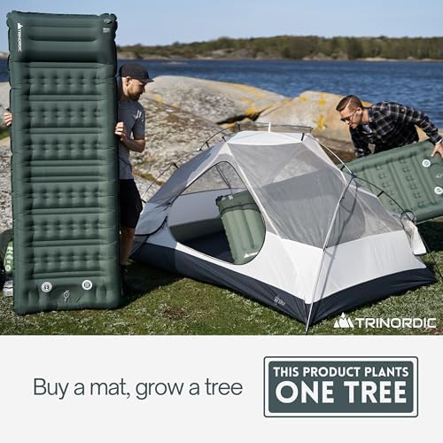 Trinordic Thick Inflatable Camping Mat – 12cm Extra Thick & Wide w. Foot Pump & Pillow - Lightweight Camping Bed for Outdoor Hiking & Bikepacking - Image 9