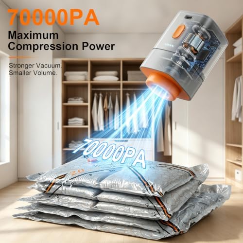 Rechargeable Wireless Pump Travel Storage Bags,10 Pack Storage Bags Vacuum Sealed,Travel & Home Organizer Set, Multi-Size Space-Saving Bags, Suitable Closet Luggage Bedding Clothing - Image 4
