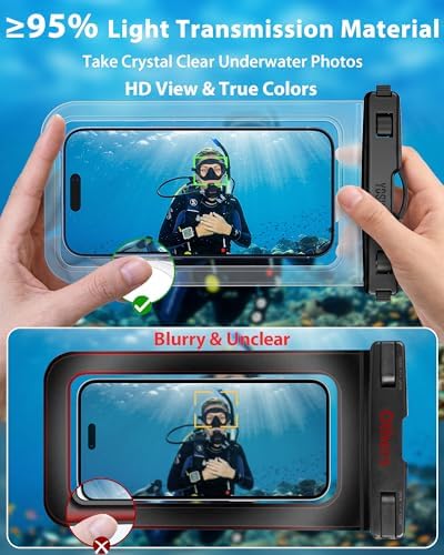YOSH Waterproof Phone Pouch 2 Pack, 7 inch IPX8 Waterproof Phone Case for Swimming Travel Beach Trip Snorkelling Kayaking, Underwater Case for iPhone 17 16 15 Pro Max Samsung S26 S25 S24 Ultra- Clear - Image 6