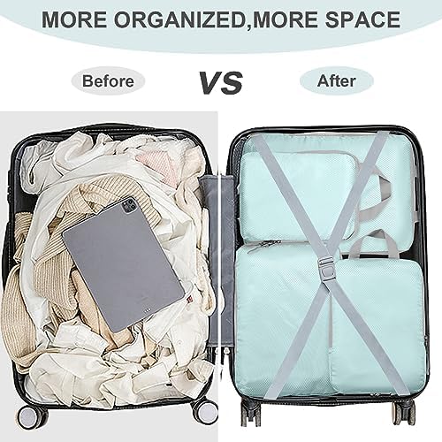 Compression Packing Cubes,4 Set Ultralight Packing Cubes for Carry on Suitcase, Travel Packing Essentials for Suitcase Organizer Bags Set, Durable Travel cubes for Luggage (Set of 4, Lake Blue) - Image 6