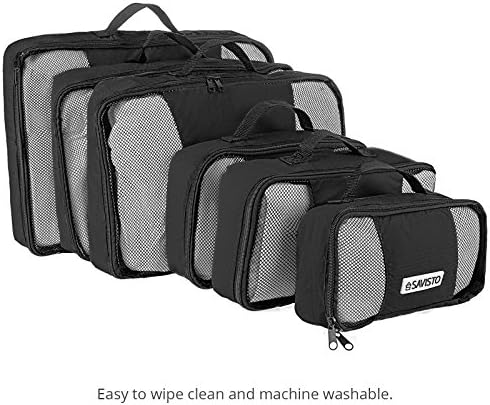 Savisto Packing Cubes 6 Piece Set, Durable & Lightweight Travel Essentials For Suitcases - Includes 1 XL, 2 L, 2 M, 1 S - Available in 8 Stylish Colours - Black - Image 4