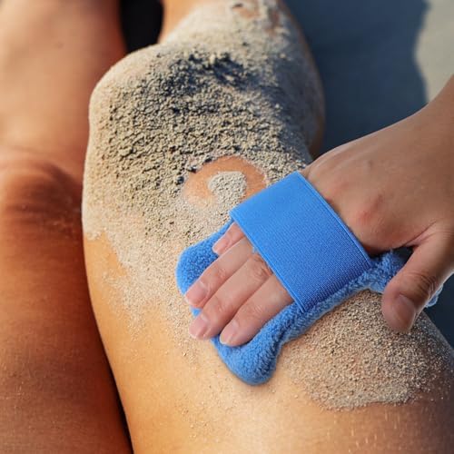 KAJNBN 2 Pcs Blue Synthetic Fiber Sand Mitt for Body Efficient Sand Removal Reusable for Beach Vacation Essentials - Image 5