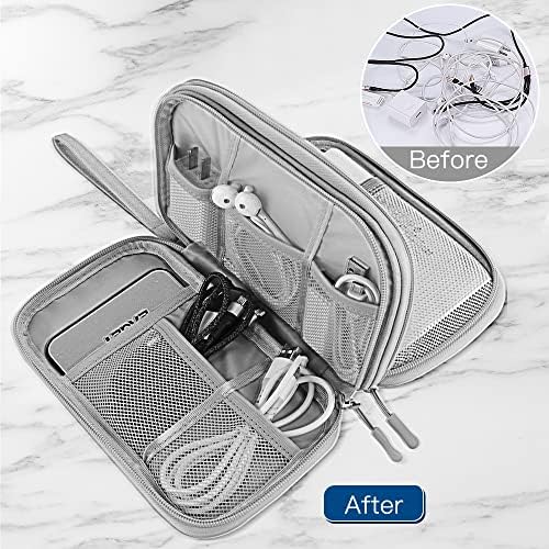 Portable Cable Organiser Bag Travel Organiser Double-Layer Cable Organiser Bag All-in-One Electronics Case for Tech Accessories, Charger, Power Bank, Earphone, Holiday Essentials for Men Women - Grey - Image 2