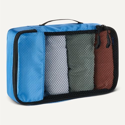 Amazon Essentials 4-Piece Packing Cubes Travel Accessories Set, Luggage Organiser with Double Zip, Mesh Top, Polyester, Small, Sky Blue (Previously Amazon Basics) - Image 4