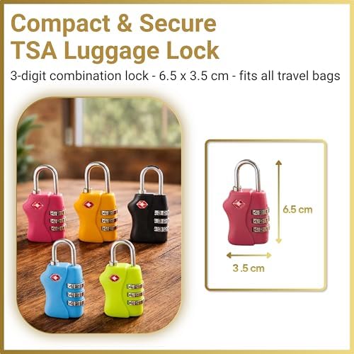 TSA Approved 3 Digit Combination Luggage Locks 2 Packs Assorted Colour - Resettable Travel Padlock for Suitcases Backpack & Gym Locker Security, Travel Accessories and Holiday Essentials - Image 3