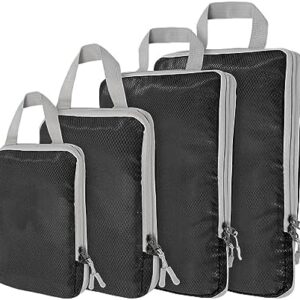 Compression Packing Cubes,4 Set Ultralight Packing Cubes for Carry on Suitcase, Travel Packing Essentials for Suitcase Organizer Bags Set, Durable Travel cubes for Luggage (Set of 4, Black)