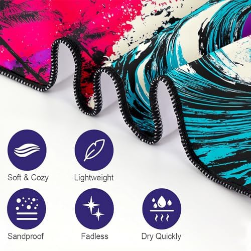 Neon Surfer Beach Towel, Extra Large 180x90 cm 250GSM Microfibre, Sand Free Quick Dry, Ideal Vacation Gifts with Carry Bag for Pool Cruise Camping (Men's) - Image 6