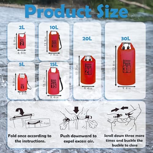 10L Waterproof Dry Bag with Single Shoulder Strap - Red Durable PVC Roll Top Dry Sack - Reusable Gear Protector for Kayaking, Boating, Beach, Swimming, Camping and Outdoor Sports - Image 2