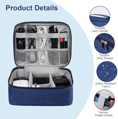 OFFCUP Travel Cable Organiser Bag, Portable Bag Electronics Organizer, Universal Large Capacity Travel Accessories for iPad, Cables, Chargers, Hard Drive, Power Bank, Game Cards (Gray) - Image 3