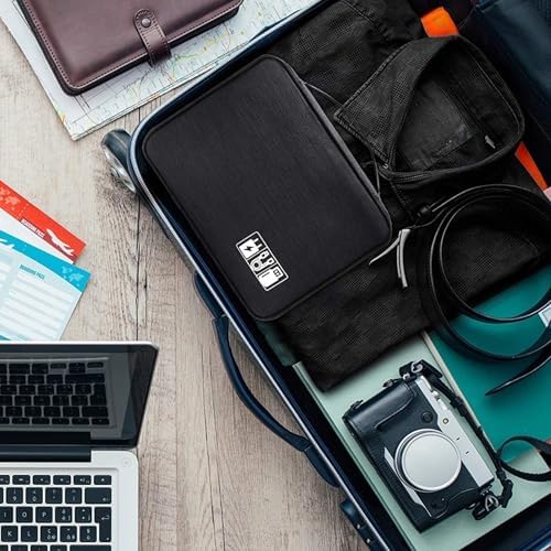 Travel Cable Organiser, 24.5×18×10cm Electronics Accessories Organizer, Universal Carry Travel Gadget Electronics Accessories Bag for Cables, Power Bank, USB Drive, Charger, Hard Disk (Black) - Image 7