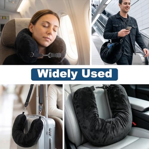 Stuffable Neck Pillow for Travel, U-Shaped Pillow with Storage Bag, Neck Pillow Storage with Adjustable Strap, Travel Pillow with Soft Head Support for Airplane, Camping, Train, Hiking - Image 5