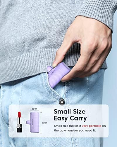 Kuulaa Portable Charger USB C Power Bank 4500mAh Small Portable Phone Charger Android Compact Plug in Battery Pack Portable Compatible with iPhone 15, Samsung Galaxy, Moto, LG, Pixel Purple - Image 3