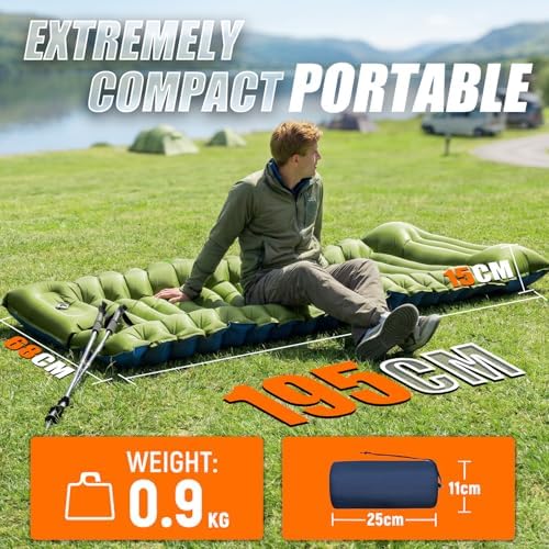 Yuzonc Camping Sleeping Pad, Ultralight Inflatable Camping Mat with Pillow Built-in Foot Pump Portable Inflatable Sleeping Pads Compact for Outdoor Camping, Backpacking, Hiking, Tents - Image 3