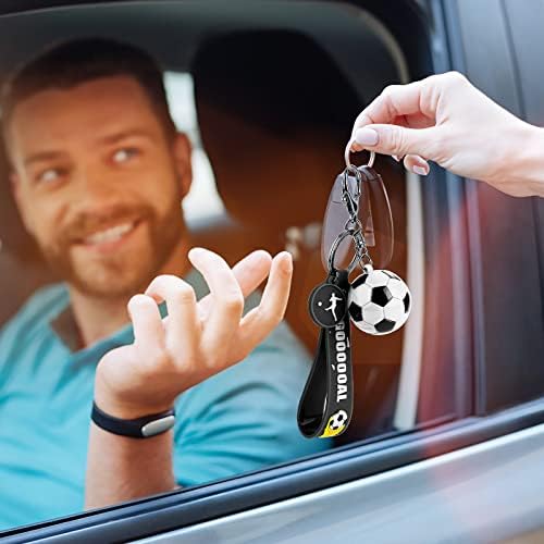 Cobee Soccer Gifts Key Chain, Inspirational Silicone Key Rings Football Keychains for Boys Girls Teens Sports School Carnival Reward Party Favors(White Ball) - Image 7