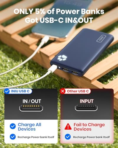 INIU Power Bank, Slimmest & Lightest USB C Triple 3A High-Speed 10000mAh Portable Charger, Flashlight Powerbank Battery Pack for iPhone 15 14 13 Samsung Xiaomi Huawei Google iPad etc. - Image 5