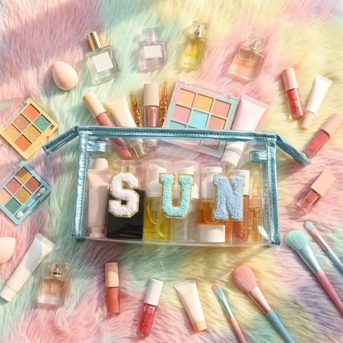 Sibba Clear Sunscreen Makeup Bag, Waterproof Beach Vacation Essentials, Preppy Summer Pool Accessories For Women And Teen Girls, Blue SUN Letter Print Cosmetic Pouch - Image 3