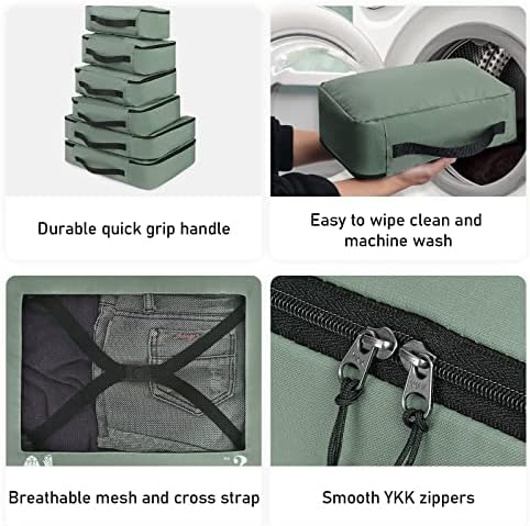 ECOHUB Packing Cubes for Suitcase 7 PCS Travel Organiser Packing Bags Recycled PET Eco Friendly Travel Accessories Shoes Bags Storage Bag Luggage Organiser Pouch(Green) - Image 5