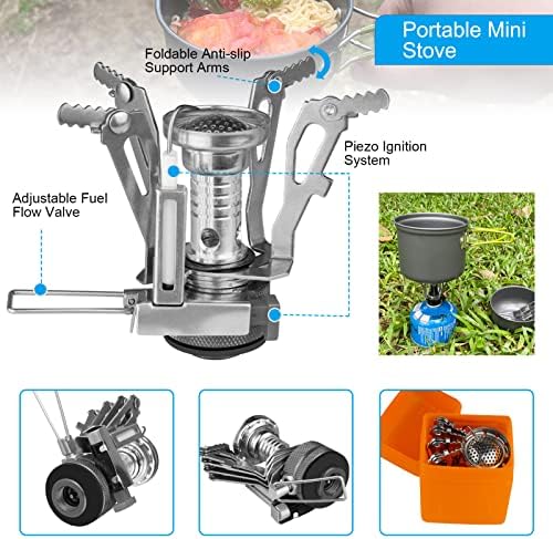 AUTOPkio Camping Cooking Set, Outdoor Camping Pans Pots and Stove - Non Stick Folding Cookware Kit for BBQ Picnic Hiking Backpacking Travel 1-2 Person Use - Image 2