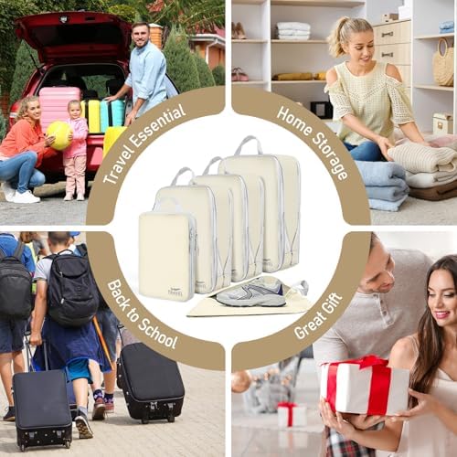 Compression Packing Cubes for Travel, Travel Essentials Luggage Organizer bags for Suitcase, Durable Compression Travel Packing Cubes for Carry on Backpack - Image 7