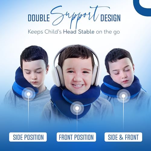BCOZZY Kids Chin Supporting Travel Pillow for Ages 3–7- Patented Soft Neck Pillow for Head and Chin Support in Car Seat and Airplane. Comfortable Travel Essential. Small Size, Bag, Gray - Image 2
