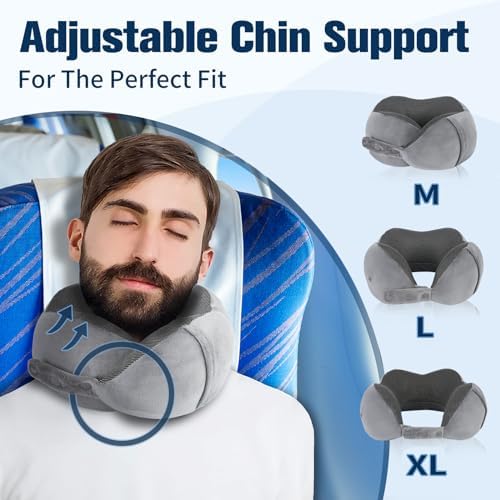 Cirorld Travel Pillow for Airplane, Neck Pillow for Travel, Memory Foam Travel Neck Pillow for Adults, Adjustable & Compact Flight Pillow, Ergonomic Neck Cushion, With Ear Plugs, Eye Mask, Carry Bag - Image 2