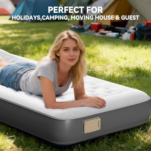 HiiPeak Single Inflatable Bed, 22cm Camping Air Mattress with Wireless Removable Built-in Pump, Blow Up Bed, Self Inflating Guest Bed All Night Stability, No Bad Smell for Tent Camping, Home, Guests - Image 5