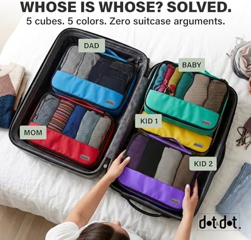 Travel Packing Cubes (Large 5pc - Red/Yellow/Green/Blue/Purple) - Image 3