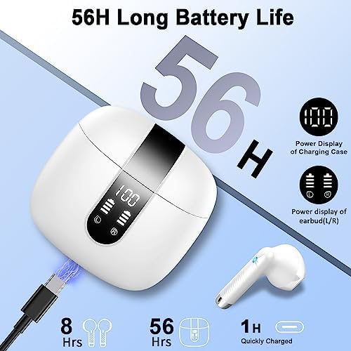 Wireless Earbuds, Bluetooth 5.4 Headphones NEW Wireless Headphones with 4 ENC Mic, 56H Bluetooth Earphones in Ear Noise Cancelling Deep Bass, Mini Ear Buds Bluetooth Earbuds IP7 Waterproof LED Display - Image 5