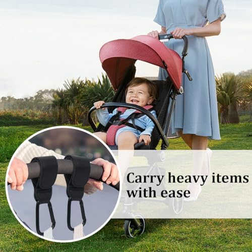 Buggy Clips, Pram Hook Clip, Durable Stroller Hooks, Pushchair Organiser for Easy Attachment, Black Carabiner Hooks for Bags, Shopping Bags and Baby Travel Essentials - Image 5